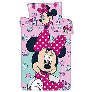 Disney Minnie Mouse Pink Baby Beddengoedset, 100 x 135 cm + 40 x 60 cm hoofdkussen, 100% katoen, met ritssluiting