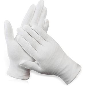 Paxcoo 12 Pairs XL Witte Katoenen Handschoenen voor Droge Hand Hydraterende Cosmetische Eczeem Hand Spa en Coin Sieraden Inspectie
