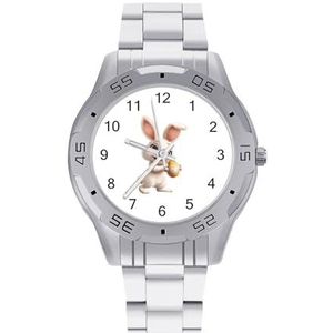 Leuke Witte Konijn Mannen Zakelijke Horloges Legering Analoge Quartz Horloge Mode Horloges