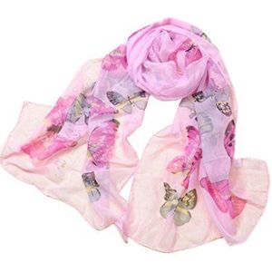 Bestgift dames buikband zomer lente loopsjaal vlinder buikband gekleurd lange sjaal roze één maat