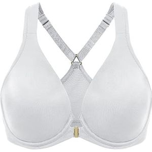 DELIMIRA Women's Front Closure Racerback Naadloze Beugel Ongevoerde Plunge Full Coverage Bra Frans grijs 90B