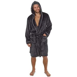 CityComfort Badjas voor heren met capuchon, pluche ochtendjas met capuchon en zakken, cadeaus voor mannen en tieners, houtskool, M