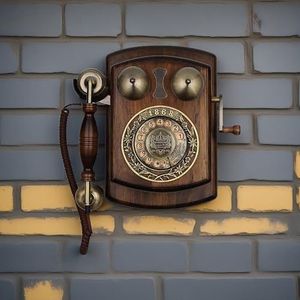 Antieke stijl wandtelefoon, retro draaibare wijzerplaat, klassieke vaste houten wandtelefoons met herhalingsfunctie voor thuiskantoor