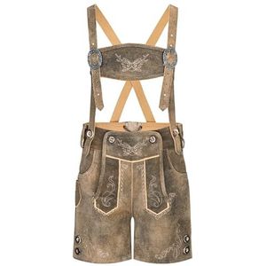 Schöneberger Trachten Couture Leren broek voor kinderen, originele antieke klederdrachtbroek voor jongens en meisjes, klederdrachtbroek van suède voor Oktoberfest, bruin-grijs, 122