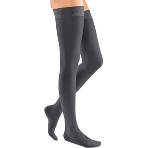 medi mediven elegance - 0250A01 dijbeenlengte dames compressiekousen met open kant | CCL2 | tricotrand | antraciet | mt. I kort