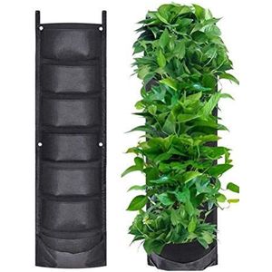 Lespar Verticale hangende tuinplant muur, plantkussen opknoping verticale vergroening voor balkon & terras kleine plantenzakken Grow Bag Zwart gemaakt van vilt