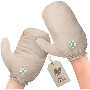 MASSAGE-EXPERT Garshan ruwe zijden handschoenen [1 paar, één maat] - Scrubhandschoenen, Ayurveda, droge massage, tegen cellulitis
