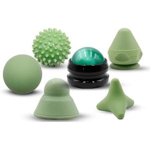 Fysiotherapie Pijnverlichting Set voor Trigger Point Release - Set van 6 stuks - Lacrosse, stekelige, handroller & monteerbare zelfbal - Spierknoop Therapie Bal voor rug, Arm, Nek en Schoudermassage
