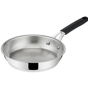 Lagostina Tempra Stalen pan Ø 20 cm van roestvrij staal 18/10 met lagothermbodem en ergonomische siliconen handgreep, pan voor inductie, gas en oven