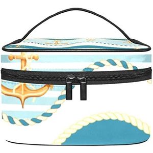 Kettingen anker make-up organizer tas, reismake-up tas organizer case draagbare cosmetische tas voor vrouwen en meisjes toiletartikelen, Meerkleurig, 22.5x15x13.8cm/8.9x5.9x5.4in