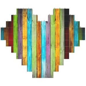 Kleurrijke houten plank legpuzzel - hartvormige bouwstenen puzzel-leuk en stressverlichtend puzzelspel