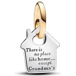 Pandora Moments Bicolor Omas Haus Charm-Anhänger aus Sterling Silber mit vergoldeter Metalllegierung, Kompatibel mit Pandora Moments Armbändern , 763205C00