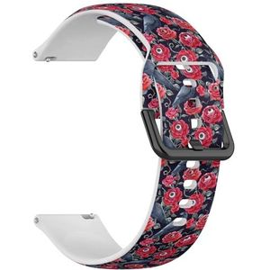 Compatibel met Garmin Forerunner 165/165 Music, Forerunner 35/45/45S (aquarel Halloween rode rozen) 20 mm zachte siliconen sportband armband armband, Siliconen, Geen edelsteen