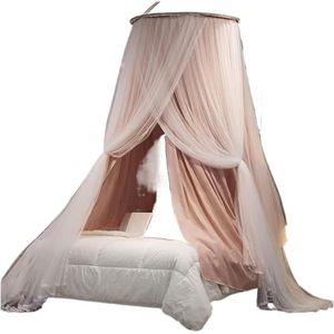 Bedhemel, hemelbedgordijnen for meisjes en volwassenen, luxe dubbellaagse bedgordijnen, luifels, dromerig klamboe, ronde koepelkant, prinsessenluifels, bedhemel