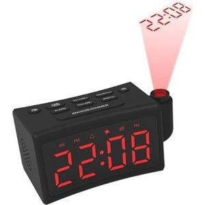 180° Roterende Digitale Projectie Gebogen Radiowekker Radioprojectie Enkele Wekker Trillingen For Zware Slapers Duidelijke Projectie(Not shock)