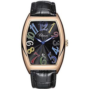 Luxe Heren Zakelijke Horloge Waterdichte Lichtgevende Kalender Casual Rechthoekige Lederen Quartz Horloges, Zwart Goud, Quartz Horloges