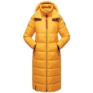 Navahoo Warme winterjas voor dames, met capuchon, kristalbloem, XS-XXL, geel, XL