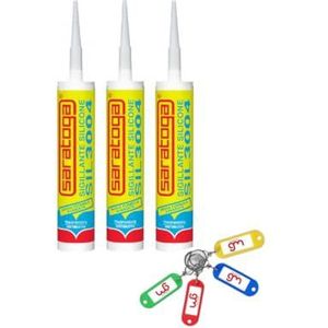 Saratoga SIL3004, universele siliconenkit tegen schimmel, met acetaatverbinding, met geavanceerde high-performance formule, 280 ml (3, wit)