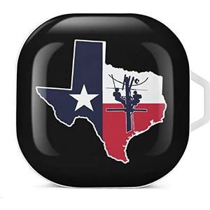 Texas State Outline met vlag lijnwachter oordopjes hoesje compatibel met Samsung hard shell beschermhoes wit stijl