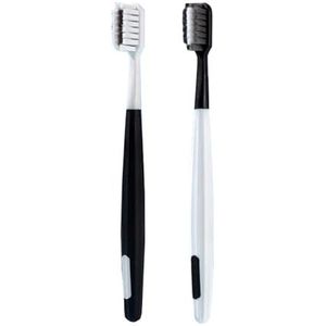 Easy Grip Handmatige Tandenborstels, Individuele Zachte Tandenborstels voor Volwassenen Extra Schone Tandenborstel Set 2 Count-Wit+Zwart