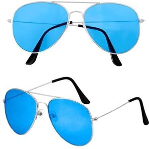W WIDMANN MILANO Party Fashion - Bril met gekleurde glazen, pilotenbril, accessoire voor jaren 80-themafeest, carnaval