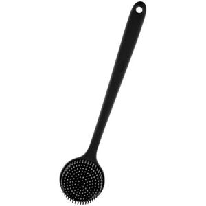 Achterborstel 2 stuks siliconen rugscrubber lange steel body scrubber licht en gemakkelijk vast te houden doucheborstel voor huidreiniging voor bad (zwart)