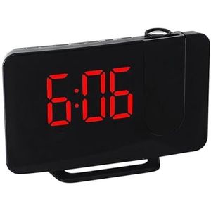 FM-radio LED Digitale Slimme Wekker Kijktafel Elektronische Desktopklokken USB Wake-up Klok Met 180° Tijdprojector Snooze Duidelijke Projectie(Red)