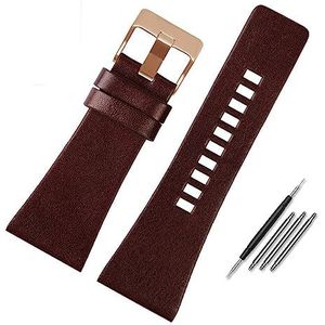 YingYou Echt Lederen Horlogeband Compatibel Met Diesel DZ7396DZ1206 DZ1399 DZ1405 Horlogeband Litchi Grain 22 24 26 27 28 30 32 34mm Band Armband(Color:Flat brown RG,Size:24mm)