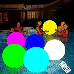 Ruyi Zwembadspeelgoed, 40 cm, grote opblaasbare led-verlichte waterbal, met afstandsbediening, 16 gekleurde lichten en 4 lichtmodi, voor volwassenen en kinderen