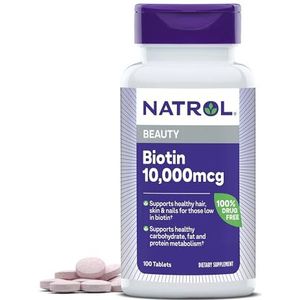 Natrol, Biotine (maximale sterkte), 10.000 mcg, 100 veg. tabletten