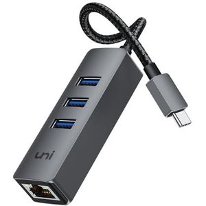 uni USB C Ethernet-adapter, USB C Ethernet-hub aluminium behuizing [Thunderbolt 3] voor MacBook Pro/Air, iPad Pro/Air, iMac, Surface Pro 7, Chromebook, XPS etc.