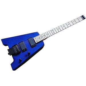 24 Frets 39 Inch Blauwe Headless Elektrische Gitaar Met Lindehouten Body Esdoorn Toets Professionele Headless Gitaar