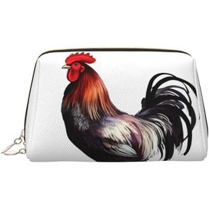 Haan Make-up Tas voor Vrouwen Cosmetische Tassen Lederen Reizen Make-up Case Organizer Waterdichte Make Up Pouch Open Platte Toilettas Draagbare Opbergtas voor Reizen, Goud, Eén maat