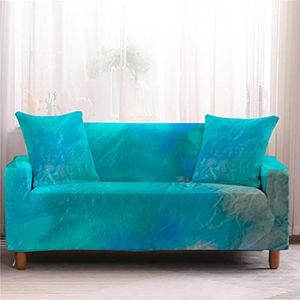 Sofa Covers 2-zits meer groen marmer bankhoezen hoge stretch moderne bankhoezen polyester spandex antislip bankbeschermer met elastische onderkant settee hoezen