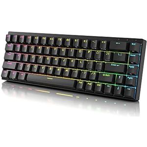 Durgod Hades 68 RGB mechanisch gamingtoetsenbord, 65% lay-out, USB C bedraad, dubbele PBT-toetsdoppen | kersenprofiel | NKRO rollover | Windows & Mac | Aluminium chassis | Gateron Silent Brown, zwart