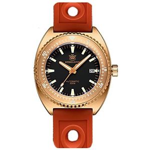 SteelDive 1973S BGW9 Lichtgevende Self-Wind Mechanische Brons Horloges NH35 Saffierglas Automatische Duiker Horloge, Kleur 2, riem