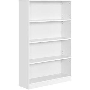 VASAGLE Boekenkast met 4 verdiepingen met verstelbare planken, kinderboekenkast en opslagruimte voor thuiskantoor, 80 x 24 x 121,5 cm, wit LBC108T14