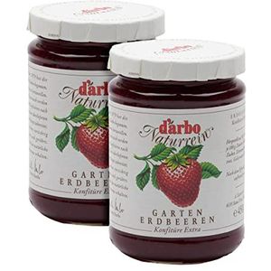 Food-United KONFITURE EXTRA Aardbeien 2 x 450 g glas van Darbo natuurzuiver fruitige tuinaardbeien fruit geschikt voor ontbijt vullingen gebak aardbeientaart crêpes (2)