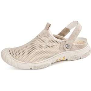 kumosaga Orthopedische zomersandalen for heren, comfortabele, ademende sportsandalen, lichtgewicht mesh-sandalen for heren (Color : Khaki-A, Size : EU38)