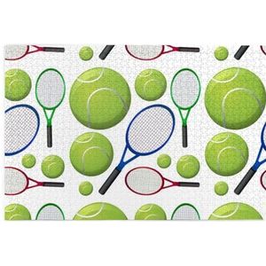 Rackets en tennisballen, puzzel 1000 stukjes houten puzzel familiespel wanddecoratie