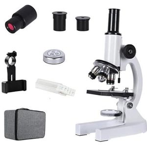 Microscoop Accessoires Kit Zoom 640X 1280X 2000X HD Biologische microscoop Monoculair student onderwijs laboratorium w/LED-licht telefoonhouder elektronische oculair Microscoop Slides (Maat: Package8)