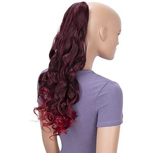 CAISHA 50cm Haarstukje Vlecht Paardenstaart Haarextensies Golvend Zwart Rood Mix HCB1-1