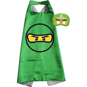 Ninja - Cape + Masker - Groen/Blauw/Rood - Verkleedkleding kinderen - Carnaval - Jobber Toys - (Groen)