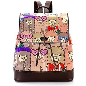 Leuke Alpaca gepersonaliseerde casual dagrugzak tas voor tiener, Meerkleurig, 27x12.3x32cm, Rugzak Rugzakken