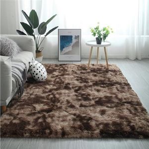 Tapijten, Woonkamer Slaapkamer Tapijt Pluizig Shaggy Niet verlies Zacht Kinderkamer Tapijten Wasbaar Antislip Karpetten for Slaapkamerruimtes(Dark Brown,140 * 200cm)