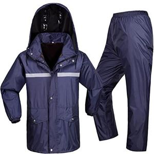 Rainwear (jas & broek pak heren waterdichte regenjas winddichte hooded regenjas voor buitenshuis werk wandelen reizen, marine - L/XL/XXL / 3XL / 4XL / 5XL (Kleur : Navy, Size : 5XL)