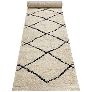wecon home, Modern hoogpolig tapijt - loper in Berber stijl voor woonkamer, hal, slaapkamer studio one (120 x 170 cm, crème beige)