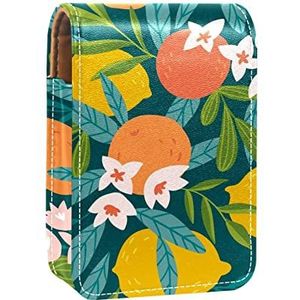 Fruit Citroen Bloem Patroon Lip Gloss Houder Lipstick Case Draagbare Make-up Tas Reizen Lipstick Organizer Case met Spiegel Mini Lipstick Opbergdoos voor Vrouwen