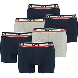 Levi's Levi's Sportswear Herenboxershort met logo (6 stuks), Marine/Grijs Melange, XL