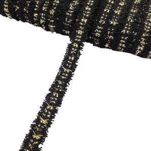 Kant 4 stuks 2 meter 15 mm vintage trim kant stof lint handgemaakte doe-het-zelf kostuum jurk benodigdheden ambachtelijke kanten lint (kleur: zwart-goud)